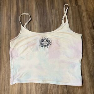 Sun Graphic Pastel Tie-Dye Cropped Cami Top